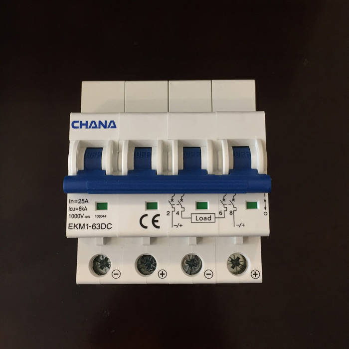 Aptomat DC cho hệ thống điện mặt trời CHANA 6KA-4P-25A-1000VDC 1